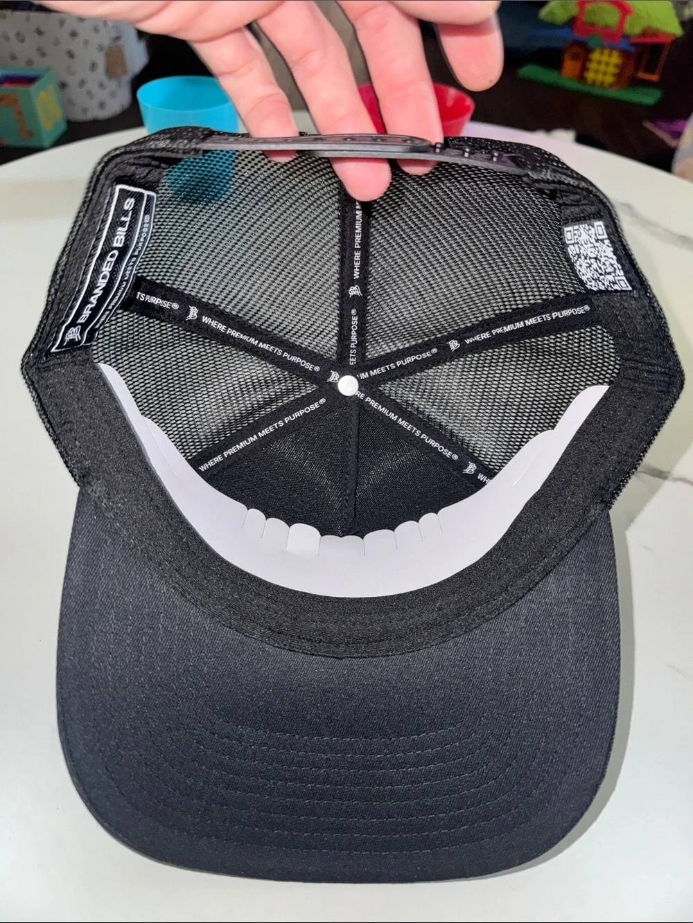 Branded Bills Black Mesh Trucker Cap with White 'B' Logo - Men Grooming